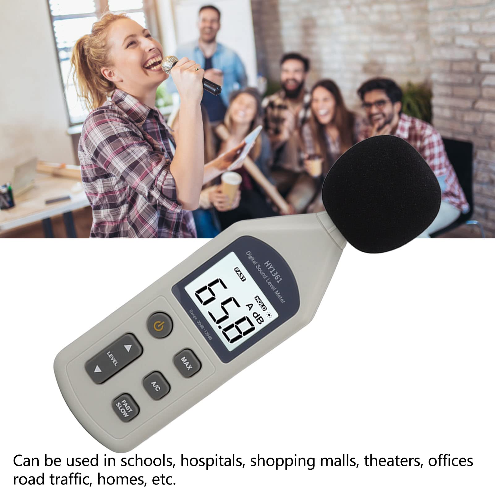 XHTLLO Decibel Meter, Portable Data Transmission LCD Decibel Meter, High Accuracy 30 to 130dBA Noise Detector with Backlight, USB Powered Sound Level Meter for Hospitals, Shopping Malls, and More