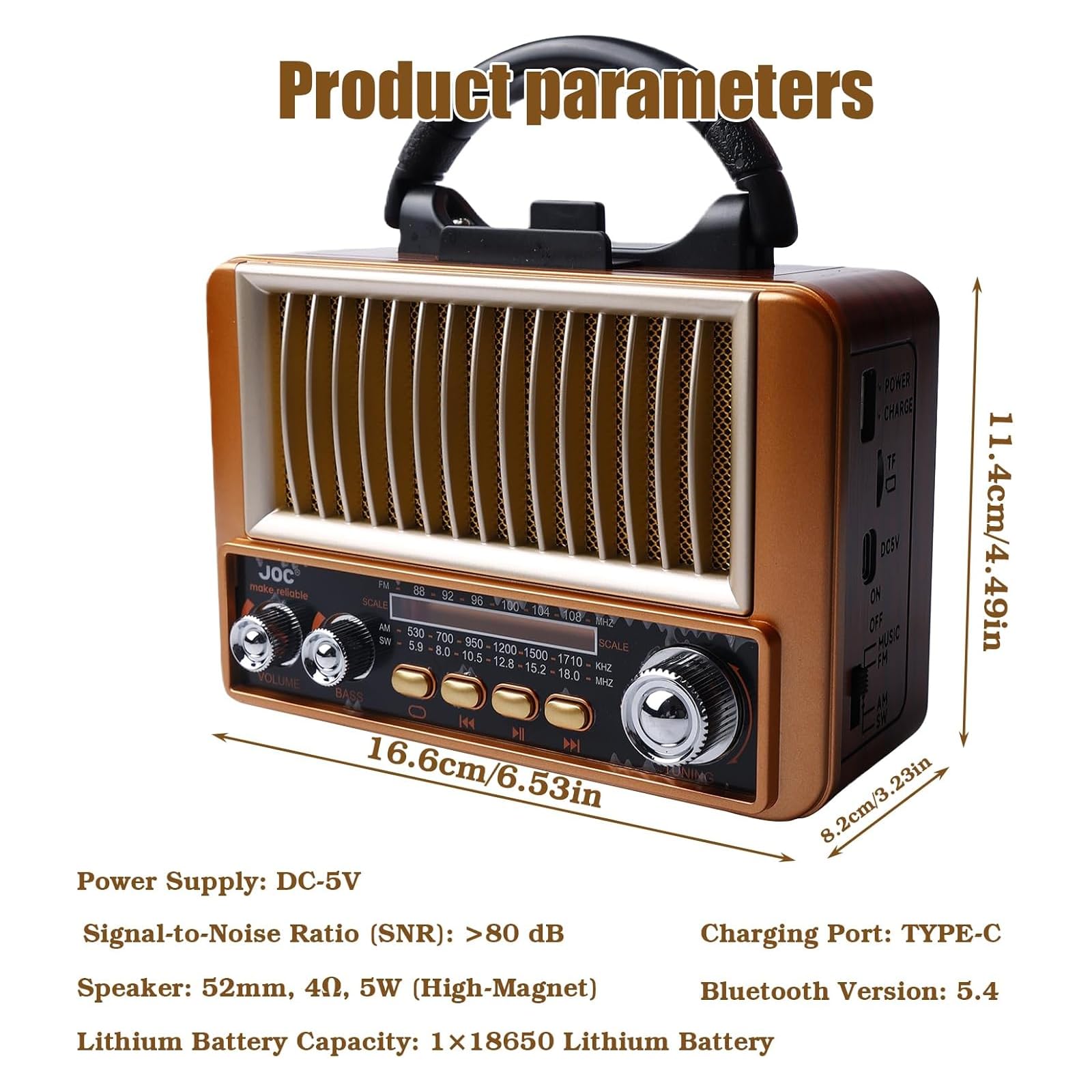 PORFOYO AM/FM/SW Retro Radio mit Bluetooth, Küchenradio Nostalgie Radio Klein, Kofferradio Transistorradio Mit Solarpanel, Vintage Radios Büro Handyständer, Unterstützt USB/TF/AUX Funktion