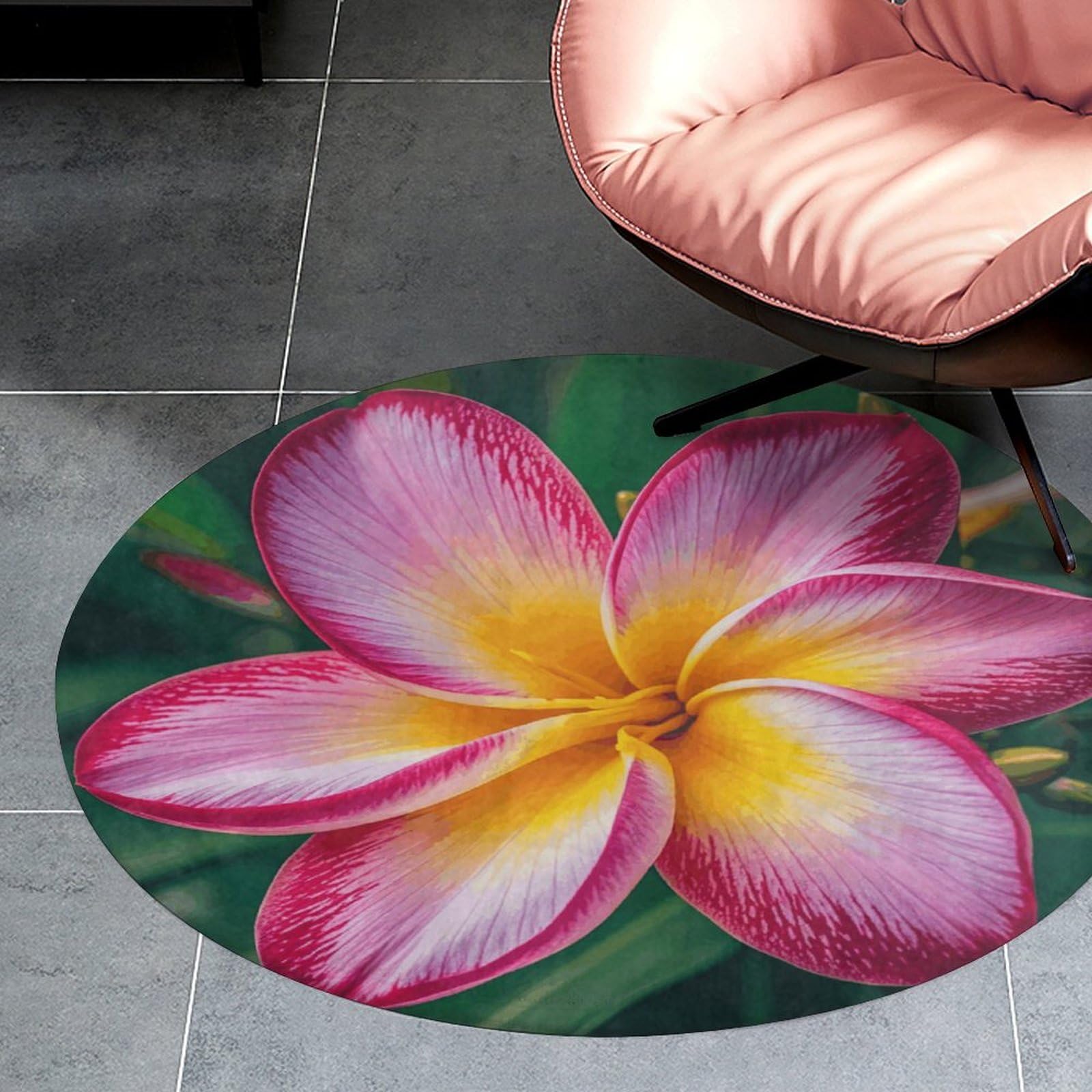 Tapis salle de bain absorbant et antidérapant rond en velours 0,9m
