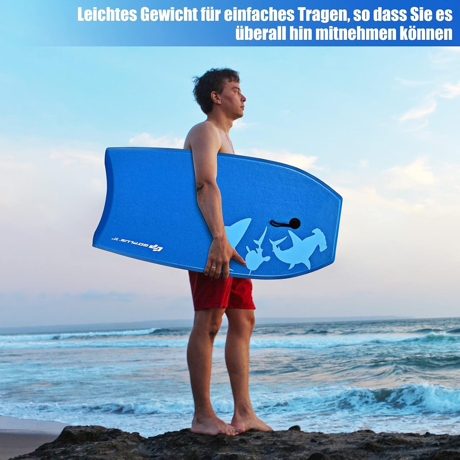 RELAX4LIFE Tabla de Natación Portátil XPE HDPE Antideslizante Bodyboard para Niños y Adultos