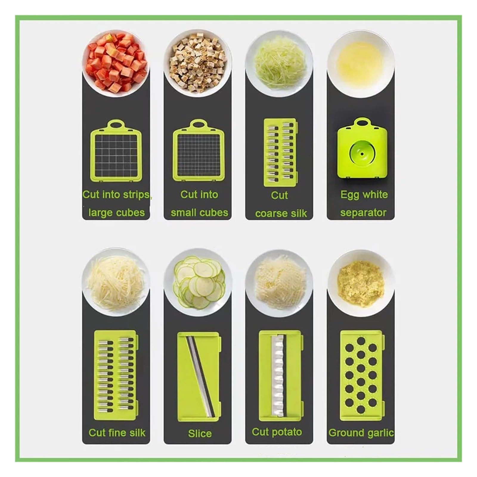 Multifunktionale Würfelklingen, Slicer, Schredder, Obstschäler, Kartoffel, Käse, Abfluss, Reibe, Zerkleinerer, kompatibel mit Küchenutensilien(C)