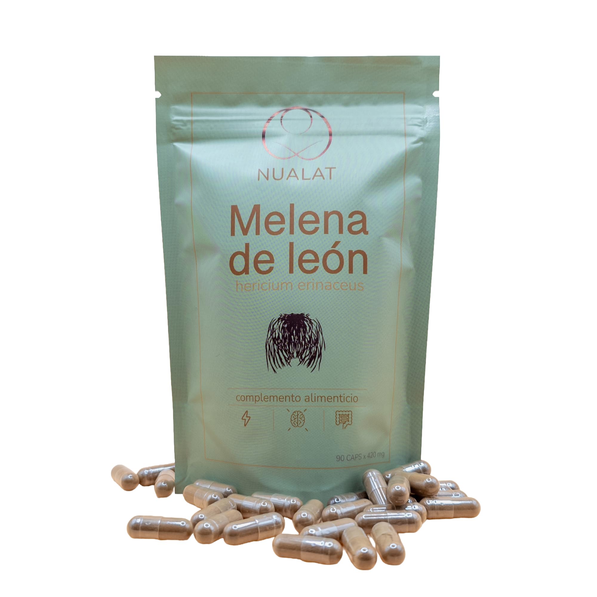 Extracto de Melena de León, Cápsulas Vegetales, Para Memoria y Salud Digestiva, 420mg, Extracto Natural 20:1, Con Beta-glucanos y Terpenos