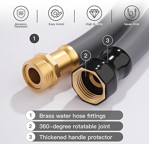 Miniatura 3 de Manguera de jardín de 58 pulgadas x 100 pies  Manguera de agua flexible sin torceduras de 600 PSI de presión de estallido, ligera y duradera para