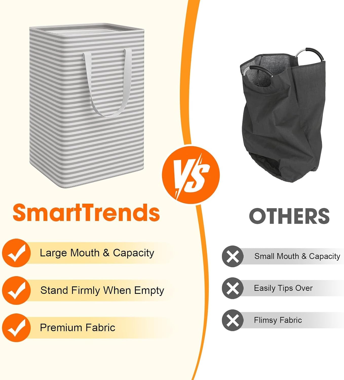 3 Pack Large Laundry Basket,Waterproof & Freestanding Laundry Hamper,Collapsible Clothes Hampers with Easy Carry Long & Reinforced Handles in Bathroom,College Dorm(100Lx3,Gray)