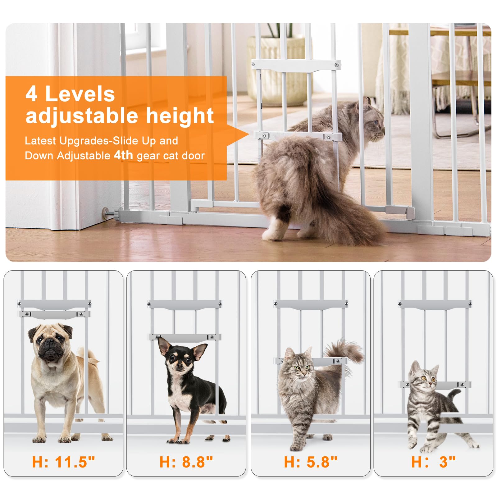 Tiovo Baby Gate with Cat Door Adjustable,29.5