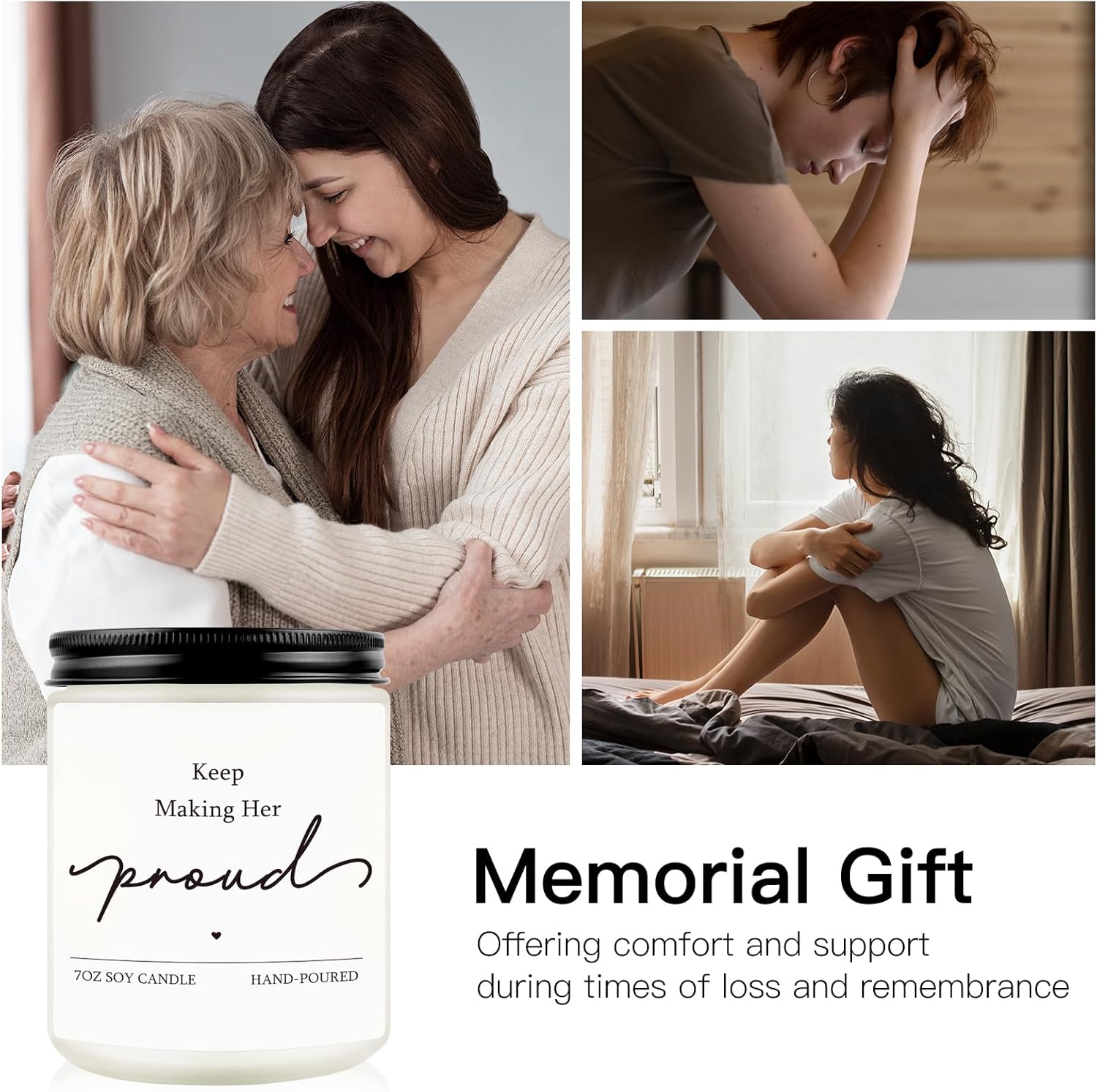 Condition photo showing New/Like New for Sympathy Gifts, Keep Making Her Proud Memorial Candle Gifts, Bereavement Gift for Loss of Loved One, Anniversary of Passing, Remembrance Gift for Loss of Mom, Grandma, Sister, Wife