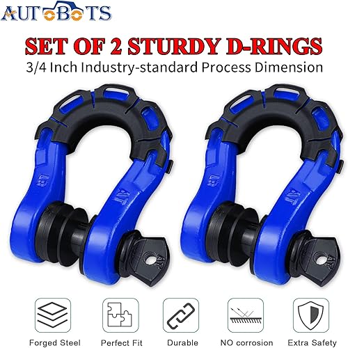 Miniatura 30 de AUTOBOTS D Ring Shackles Heavy Duty(2 Pack) 68,000 lbs Capacity, Tow Hooks Clevis Shackle with 7/8" Screw Pin for Towing Winch Off Road Accessory