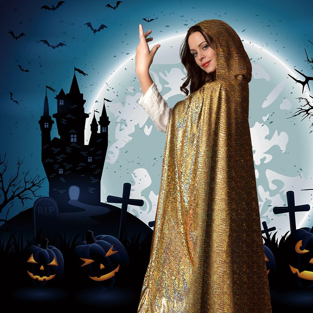Brokatowa peleryna, peleryna z kapturem, peleryny długie dorosłe kostium na Halloween Cape Masquerade kostium na Boże Narodzenie cosplay