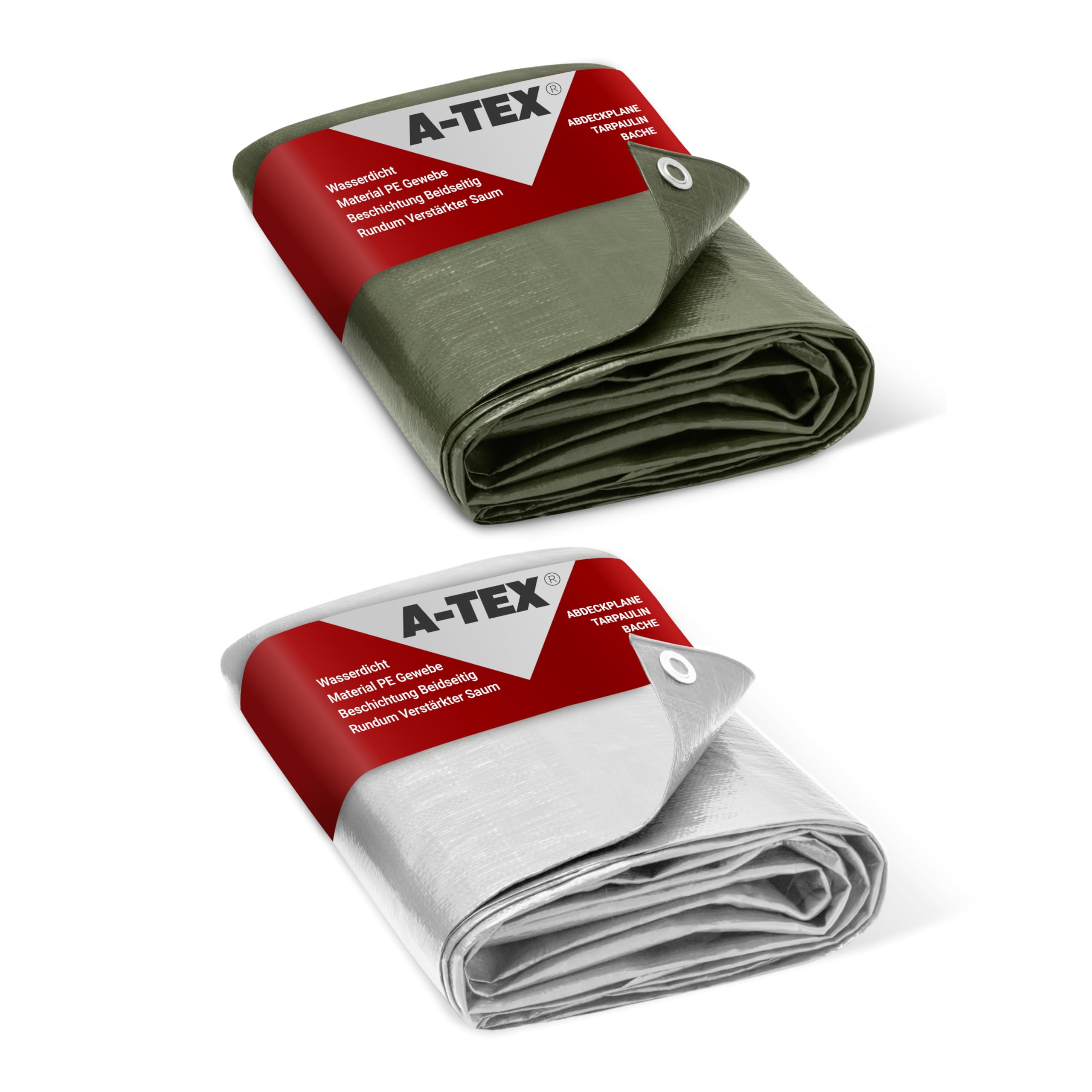 A-TEX® Abdeckplane 140 g/m² (Grün, 4 x 8 m) | Verschiedene Stärken, Größen und Farben wählbar | Plane mit Ösen | Gewebeplane Gartenplane Zelt Holzplane | wasserdicht | reißfest | UV-stabilisiert