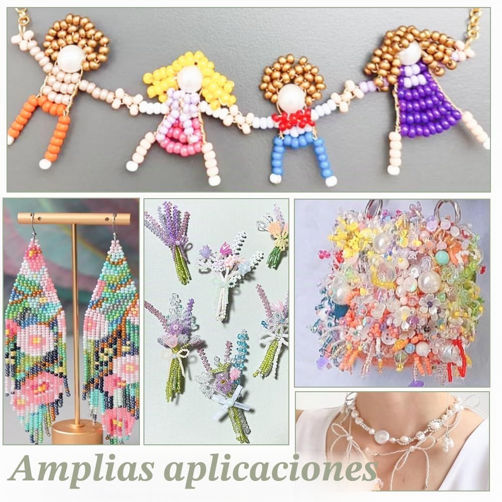 Aproximadamente 3120 cuentas de cristal de 24 estilos de cuentas de tubo de 2 a 5 mm, cuentas espaciadoras sueltas de semillas, pequeñas cuentas de manualidades para manualidades, pulseras