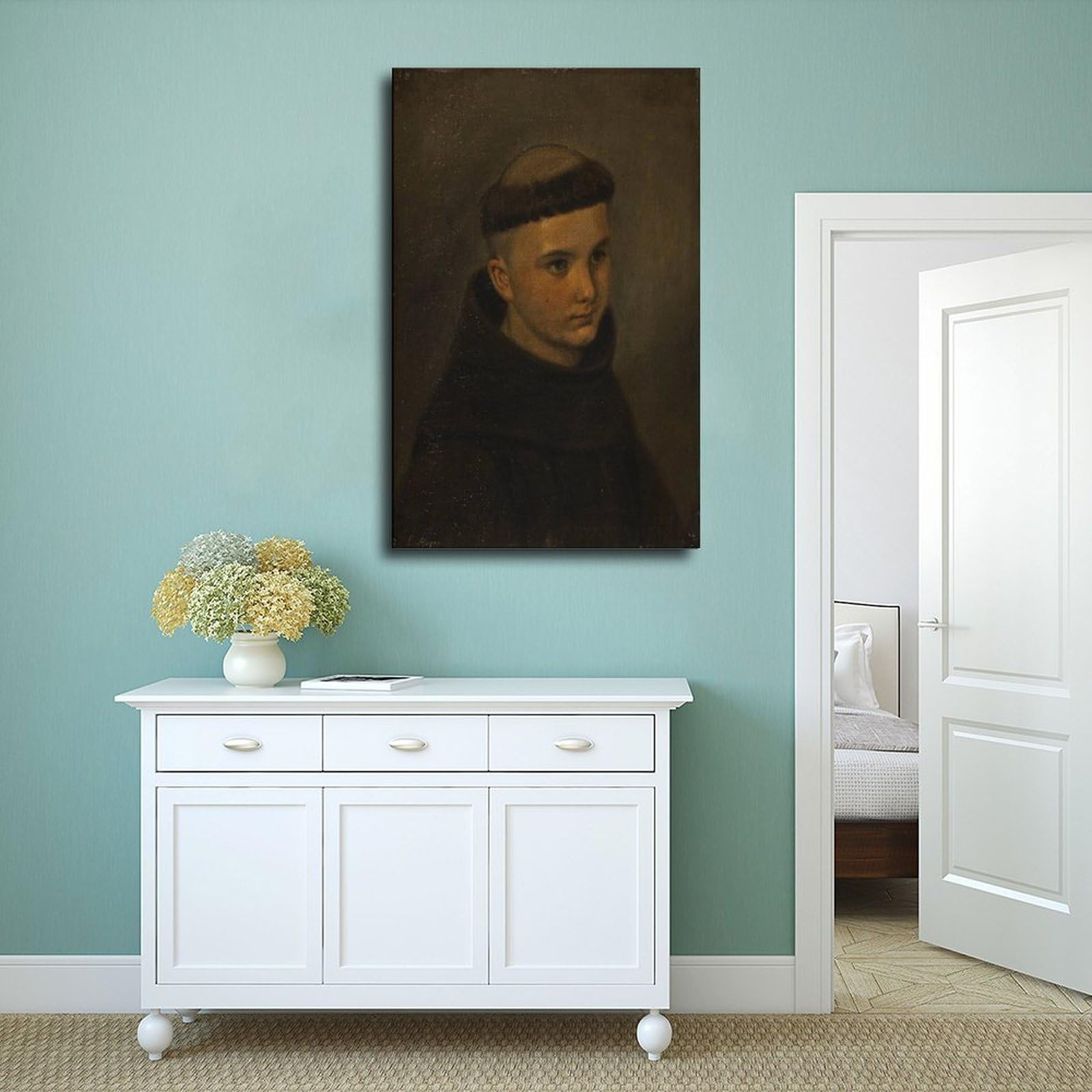 Ernst Meyer Leinwandposter, halblang, Portrait eines jungen Franziskaners, Wandkunst, Schlafzimmer, Büro, Küche, Dekoration, Geschenke, 50 x 75 cm