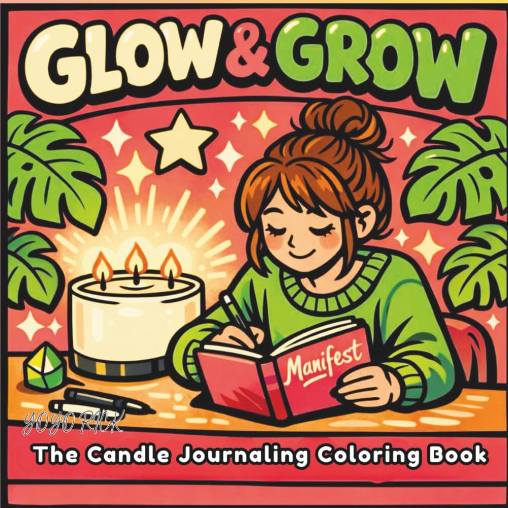 Glow & Grow: The Candle Journaling Coloring Book: Bold & Easy Scenes for Manifestation, Soft Life Vibes, and Creative Anxiety Relief