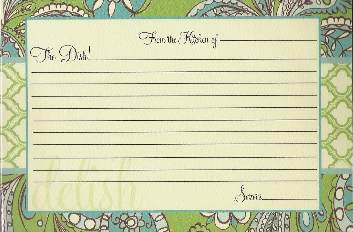 Elegant Blue and Green Paisley Moroccan Style Recipe Cards 4x6 - Blank Lined (15)