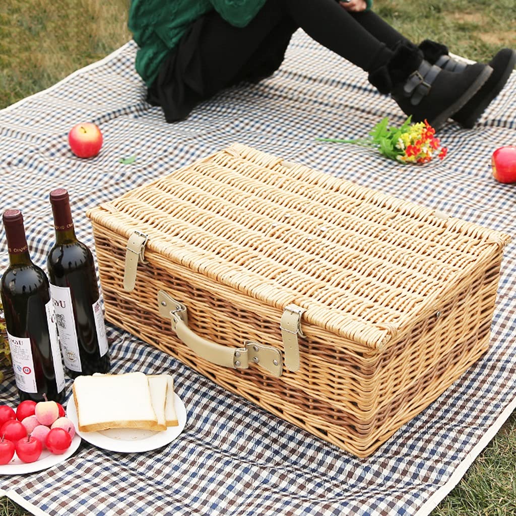Cesto Pasquali Cestino Picnic In Vimini Naturale - 7x7 Pollici, 4 Scomparti, Manico Lungo, Fatto A Mano Cestino Pic Nic - 2