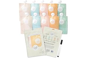 Organic Applesauce Pouches for Kids, Refillable, Multicolored, Reusable Pouch, Perfect for Purees, Smoothies (10-Pack)