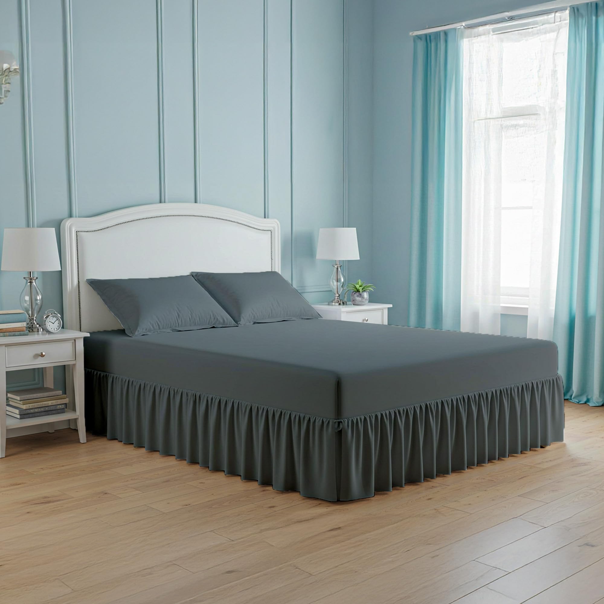 100% Egyptian Cotton Double Size Valance Sheet - Deep Fitted Sheet Double - 400 Thread Count Bed Sheet