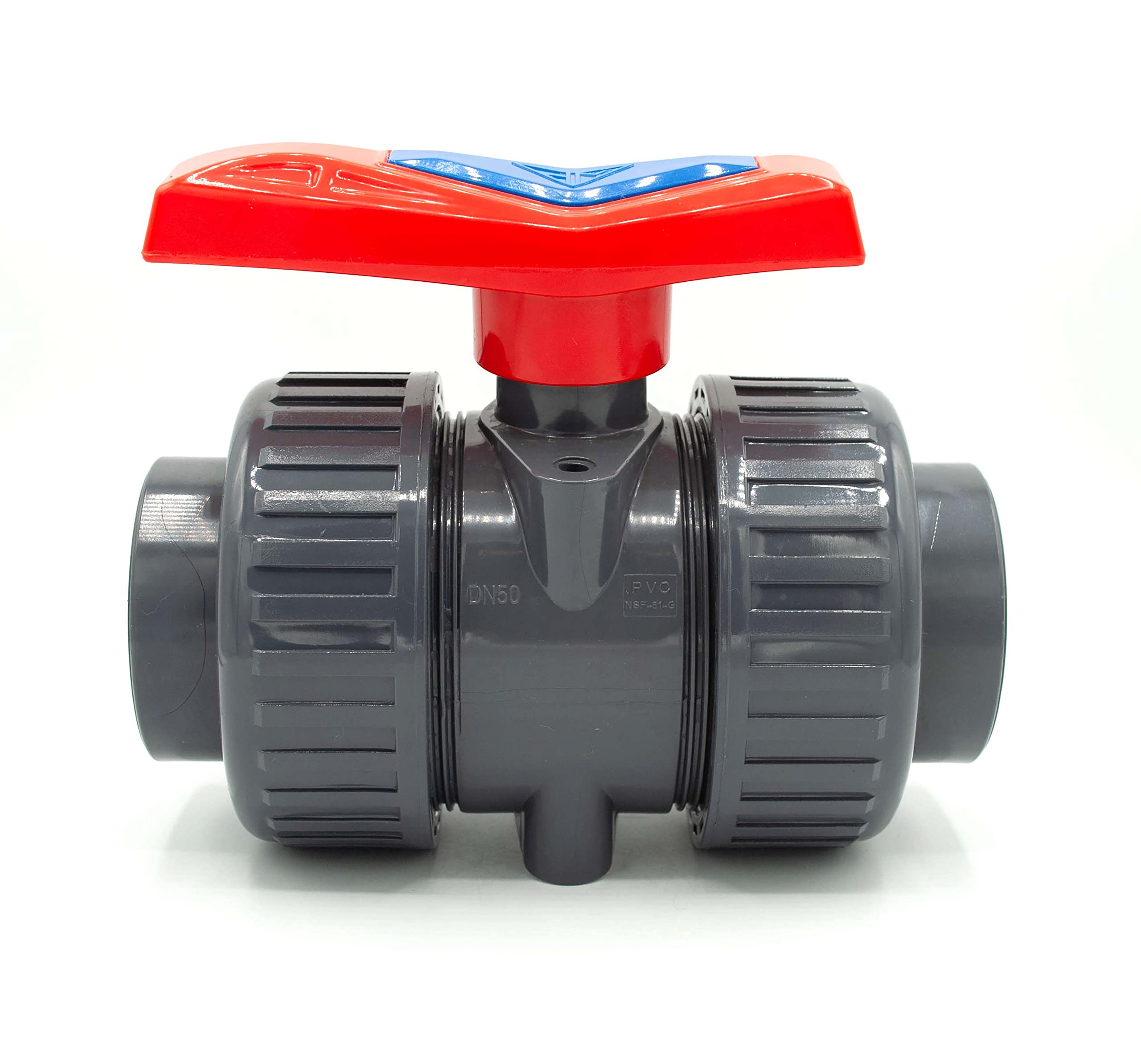 American Valve P200U Válvula de bola True Union de PVC de 1 pulgada y 1 pulgada, color gris