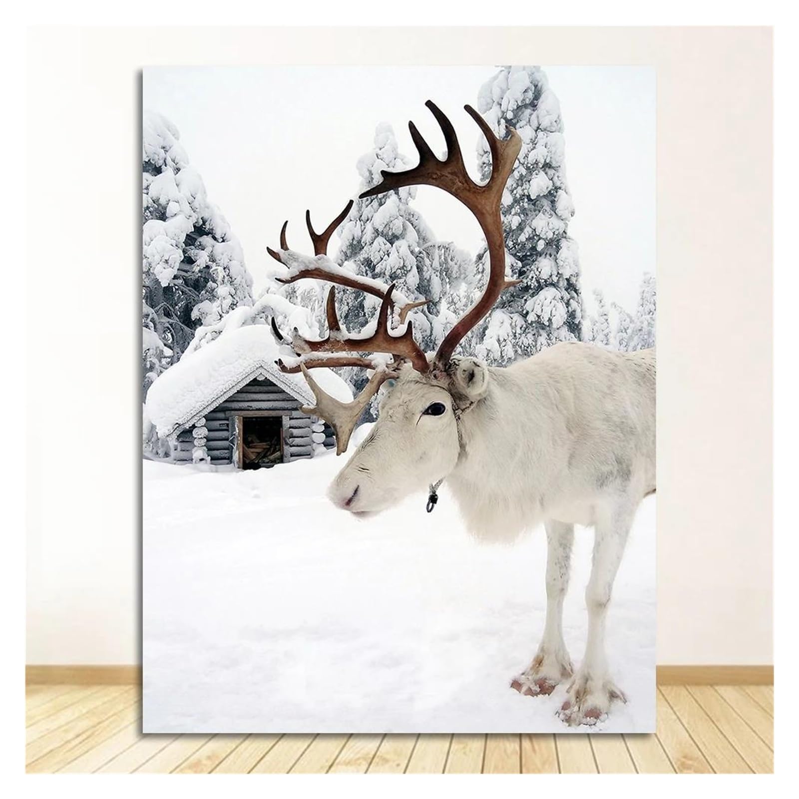 Impression sur Toile Hiver Neige Forêt Renne 40x50cm Décoration Salon Moderne