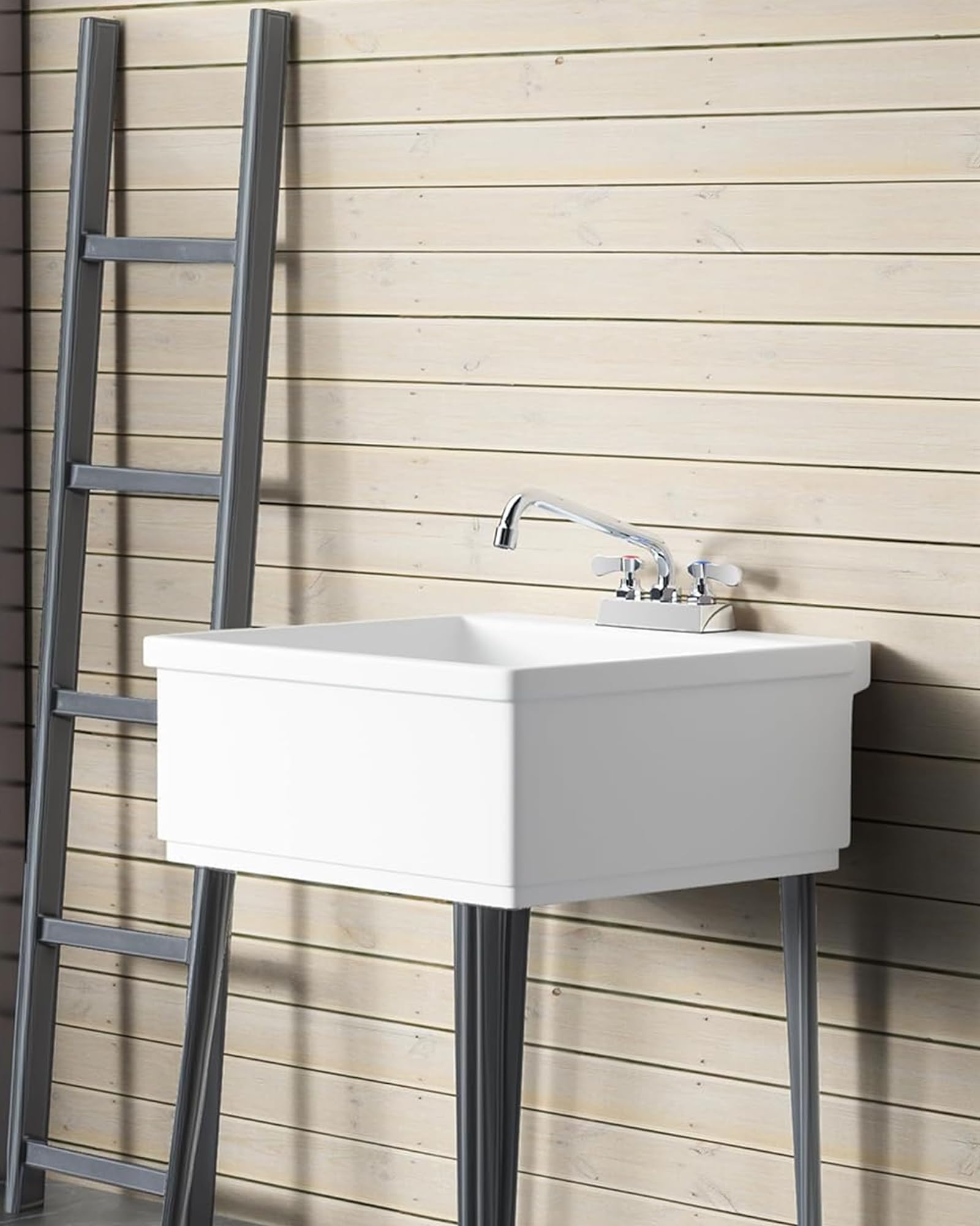 Robinet d'évier utilitaire de 25,4 cm avec bec pivotant : IVIGA Robinet d'évier commercial de 10,2 cm au centre, robinet de cuisine à montage sur le pont, construction en laiton chromé poli, pour