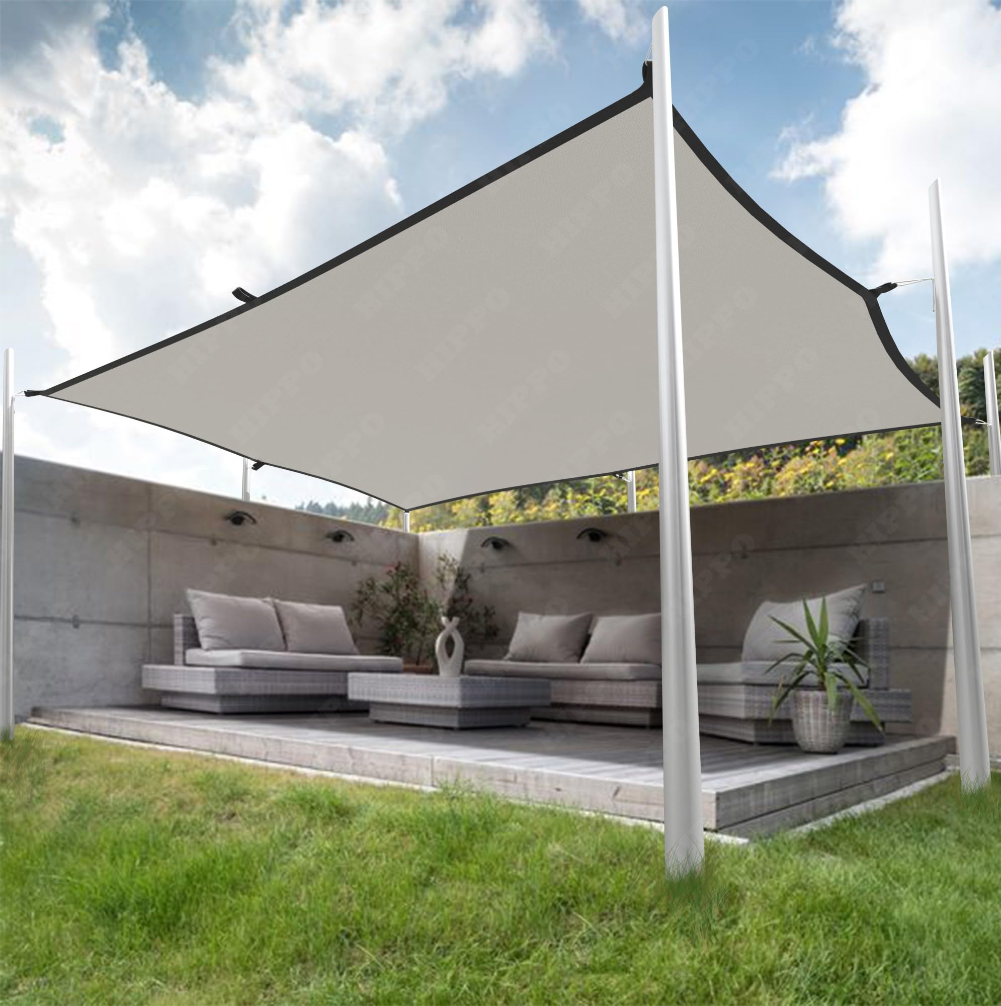 HIPPO Shade Sail with Polyester Band Affordable & Premium 230 GSM Sun Shade UV Block for Outdoor Car Parking (Arctic-White, 10FTX8FT)-image-4