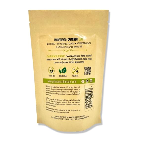 Palm Beach Medicinal Herbs - Spearmint Tea - Pure Herbal Tea Series, 30ct