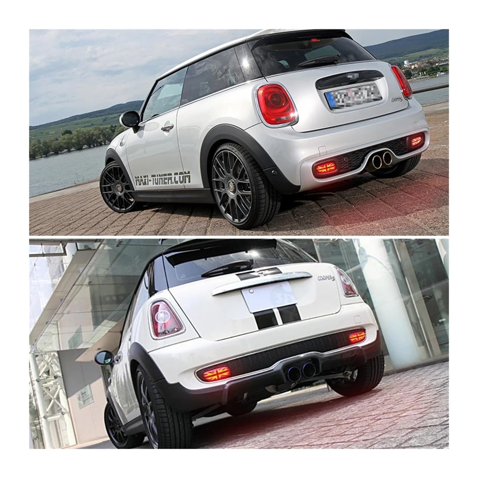Pasuje do MINI Cooper R56 R57 R58 R59 przezroczyste soczewki Union Jack styl czerwona dioda LED reflektor tylnego zderzaka światła tylne światła przeciwmgielne światła do jazdy(Clear Lens)