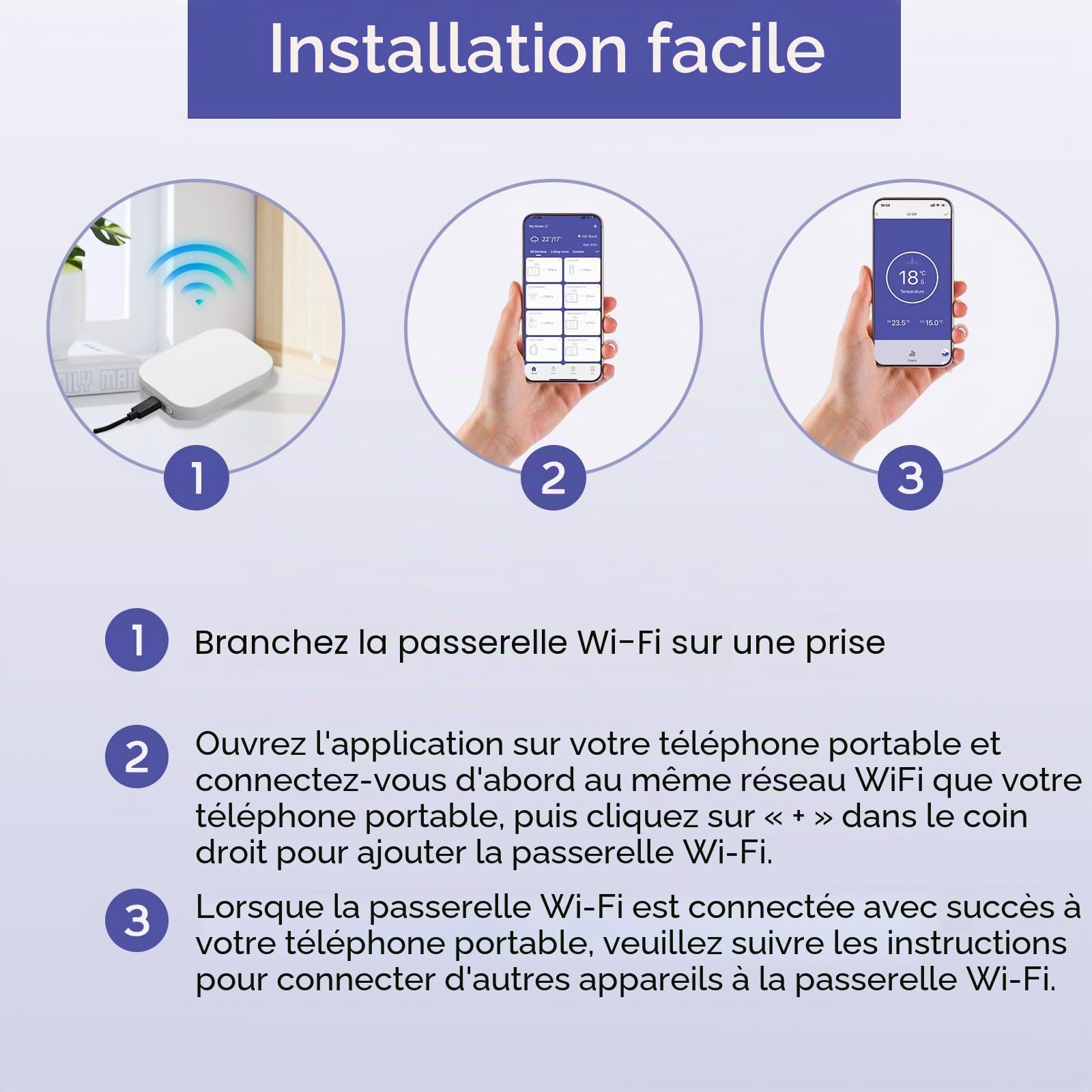 Thermomètre Piscine WiFi avec Passerelle, IP68 Thermometre d'eau Intérieur Extérieur radio numérique Thermomètre de Piscine Moniteur Interieur Contrôle App Portée de 90 Mètres pour Piscine Spa