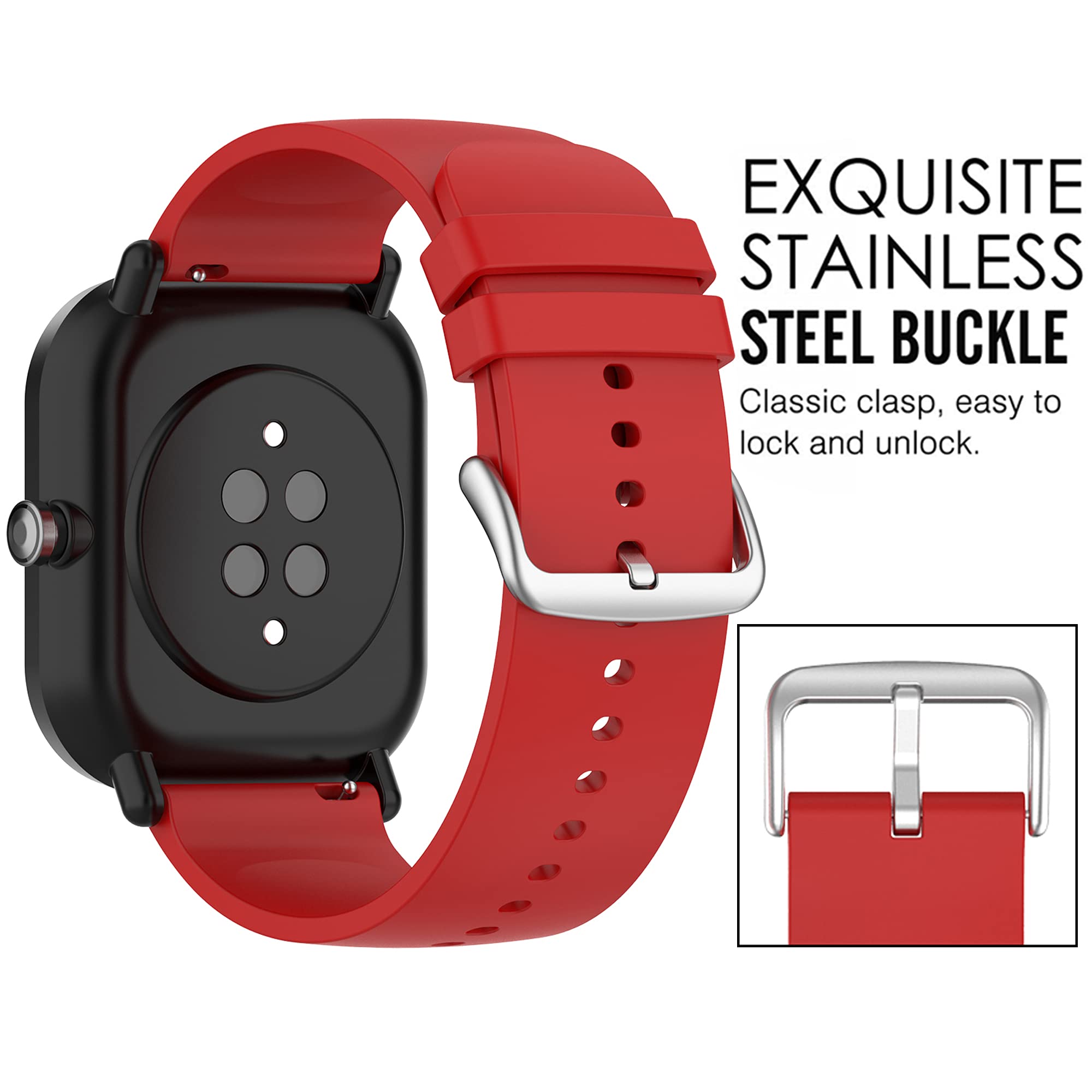 Bracelet pour Amazfit Bip 3/3 Pro/U Pro/S Lite/S/U, bracelet de rechange en silicone souple pour Amazfit GTS 4/4 Mini/2/2e/2 Mini