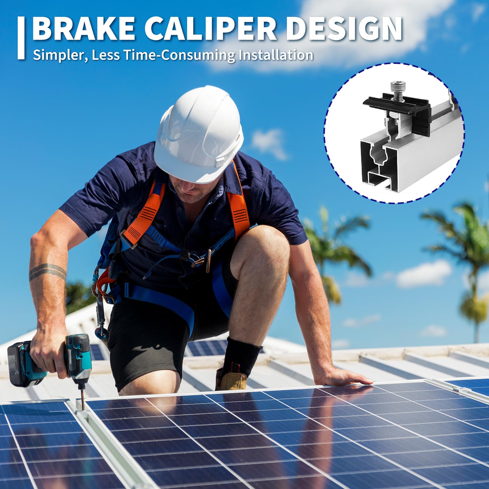 Fixation Panneau Solaire 8 Pièces Kit de Support de Panneau Solaire en Aluminium 30 mm avec Ecrous et Boulon pour Photovoltaïque Camping Car Toiture Mural Modulhöhe 30mm-45mm