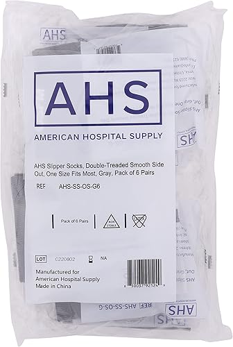 Miniatura 7 de AHS American Hospital Supply - Calcetines de hospital sin látex grises, talla única, paquete de 6 calcetines de agarre con puño elástico