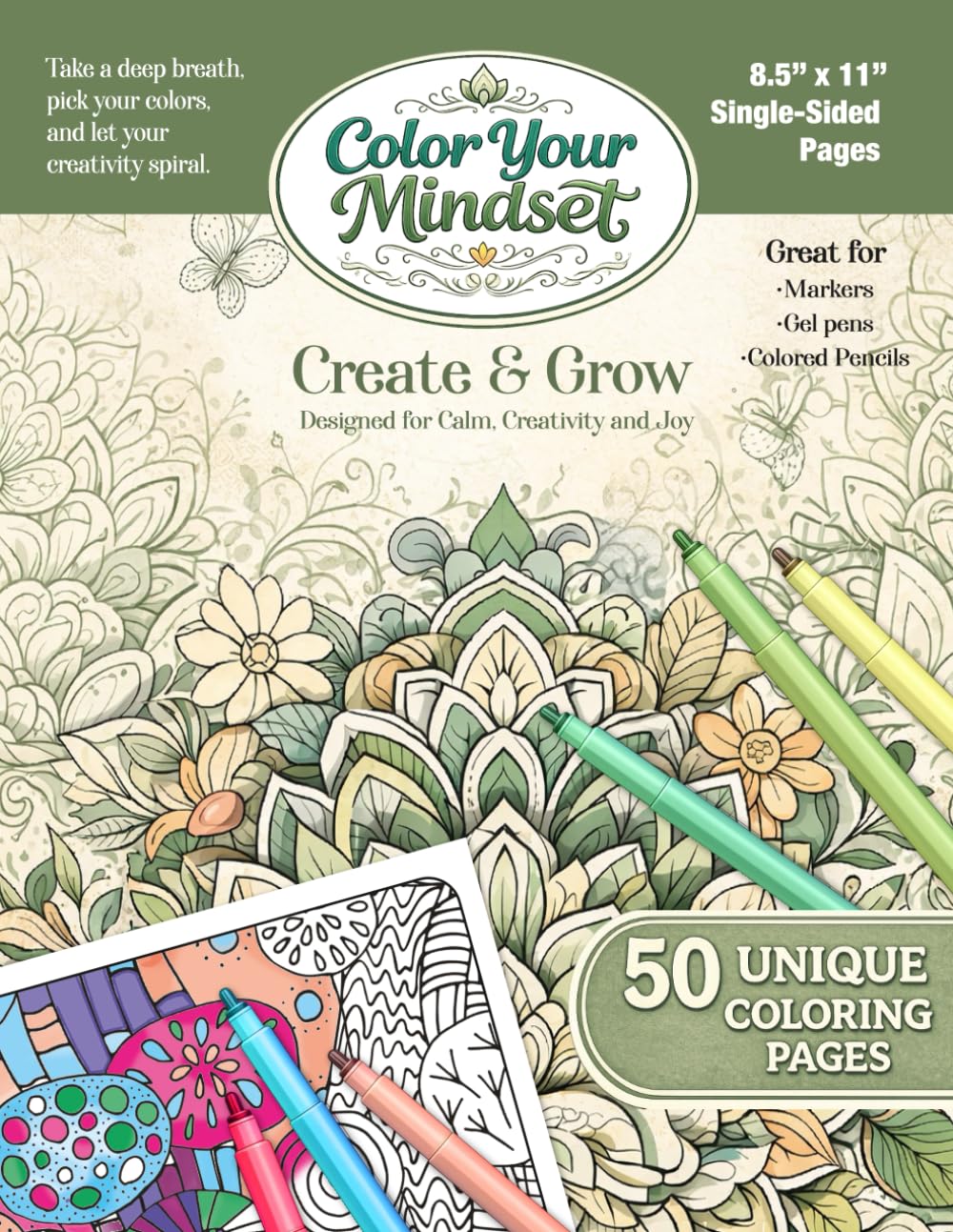 Color Your Mindset: Create & Grow (Mindful Coloring)