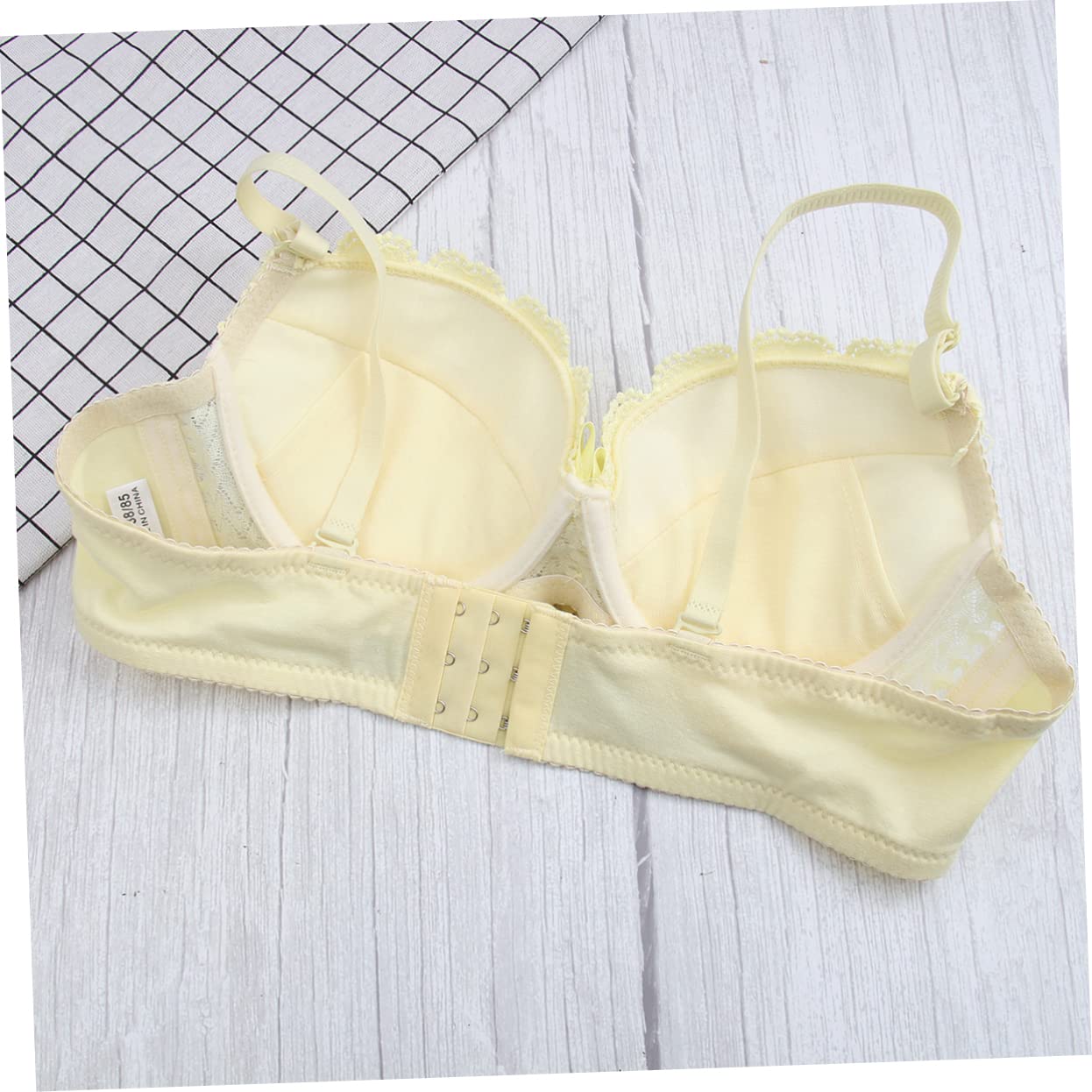 BH Gelb Spitze 2-teiliges Frauen- Bralette Für Frauen Gepolsterte Bralettes Für Damen Frauen Dessous Push-up Stick-BHS Für Damen Blumenspitze Durchscheinend Spitzenunterwäsche
