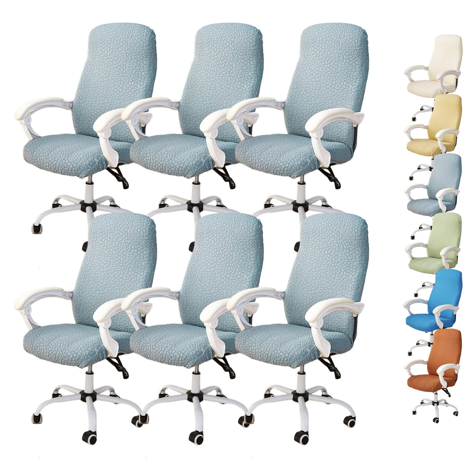 Coprisedie Con Cerniera For Sedia Da Ufficio, Set Di Protezioni Elastiche Girevole Gioco(Grayblue 6pcs,Large)