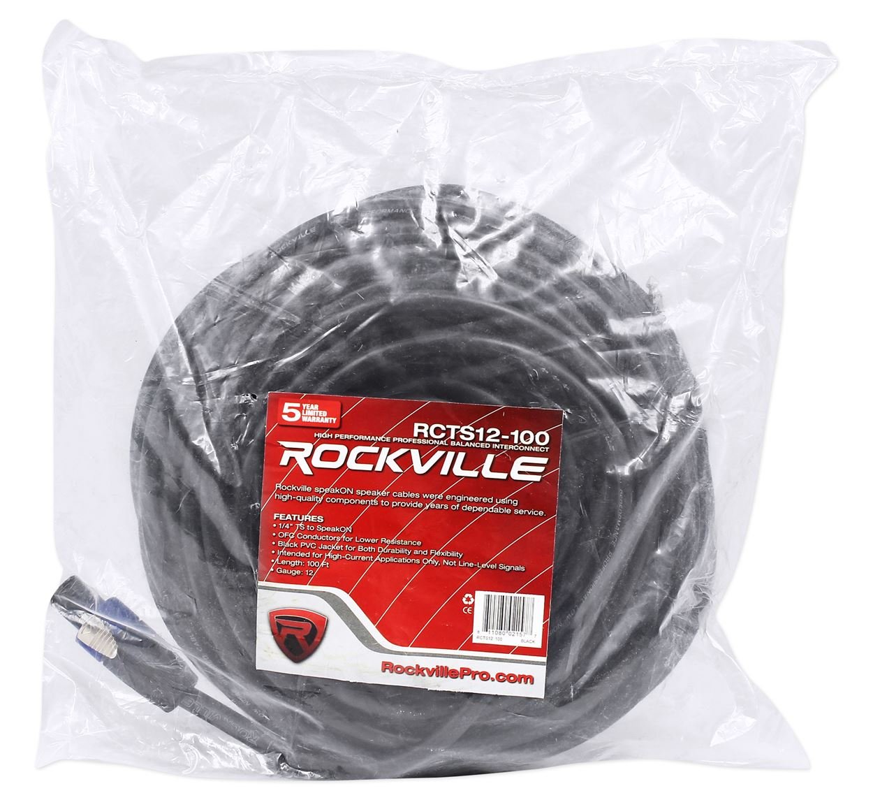 Rockville RCTS12100 100 '12 AWG 1/4" TS a Speakon Cavo Altoparlante 100% Rame