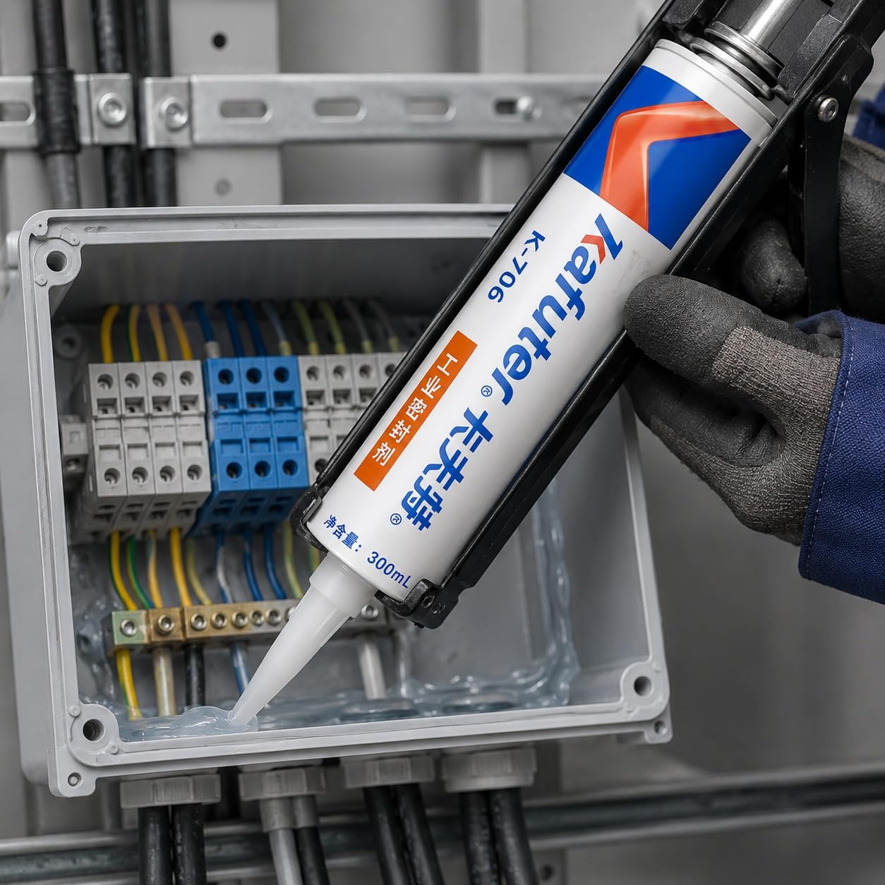 VIDOO Kafuter K-706 300ml Silikonkleber Transluzent RTV Wasserdicht Industrieklebstoff Hochtemperaturbeständig Hitzebeständig Elektronische Bauteile Fixierung Silikonkleber