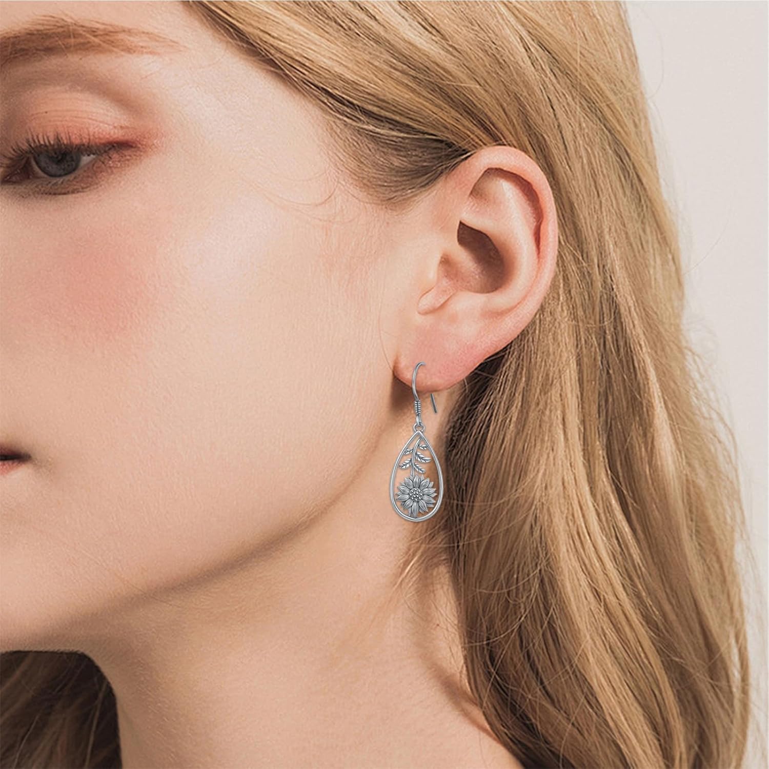 925 Sterling Silver Sunflower Dangle Earrings Boho Vintage Hypoallergenic Lightweight Jewelry Gift for Women - Image 5