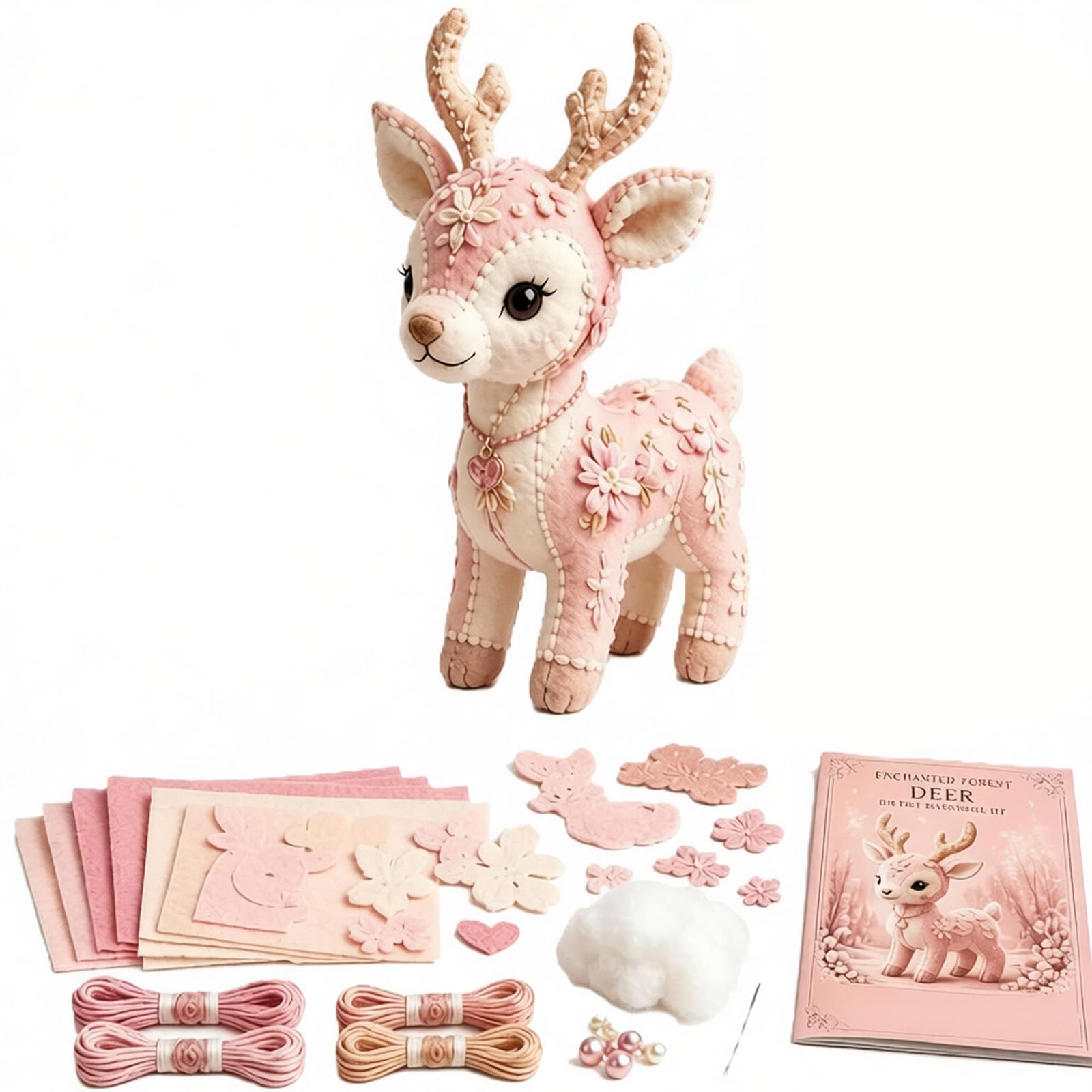 Tudegy DIY Felt Patchwork Kit,Fantasy 3D Felt Animal Sewing Kit with Pre-Cut Materials,DIY Creative Animal Patchwork Kit,Creative Manual Stuffed Sewing Craft (A)