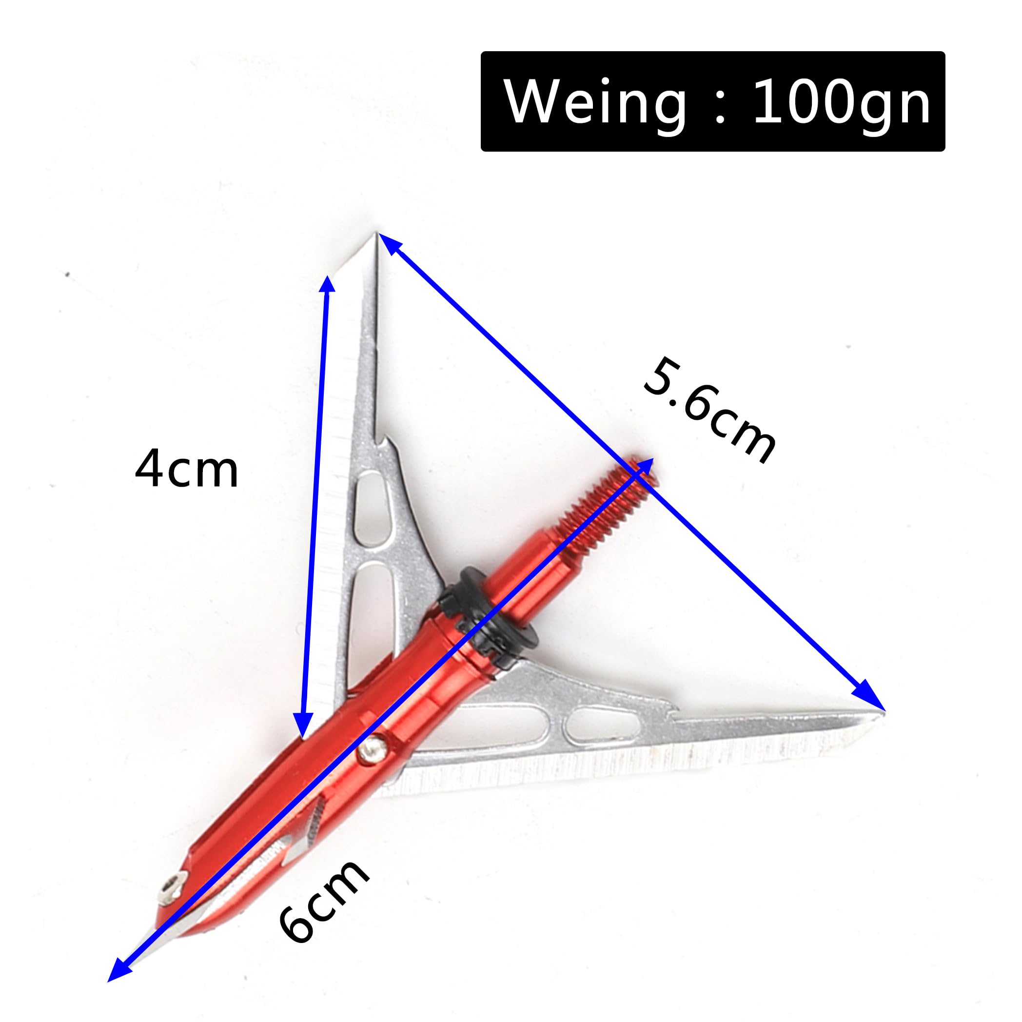 ACCMOS 6/12 Pezzi Freccia Broadhead Punte di Freccia da Caccia 100 Grani per Arco Compound Arco Ricurvo Tiro a Segno Caccia Accessori per Frecce (12 PCS)