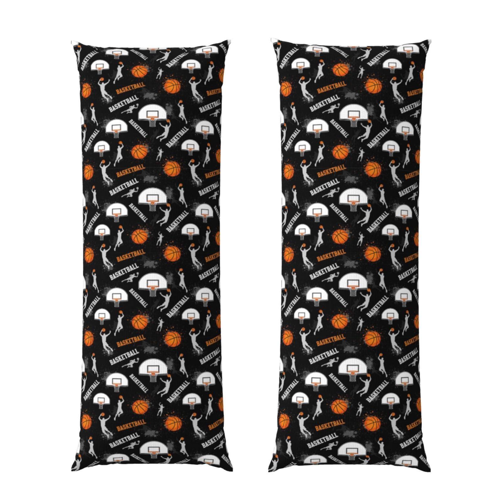 Body Pillowcase 20x60 Game Sports Basketball Print, Plush Velvet Pillow Cover with Zipper, Cozyffy Rectangular Cushion Case for Couch Bed Home Hotel