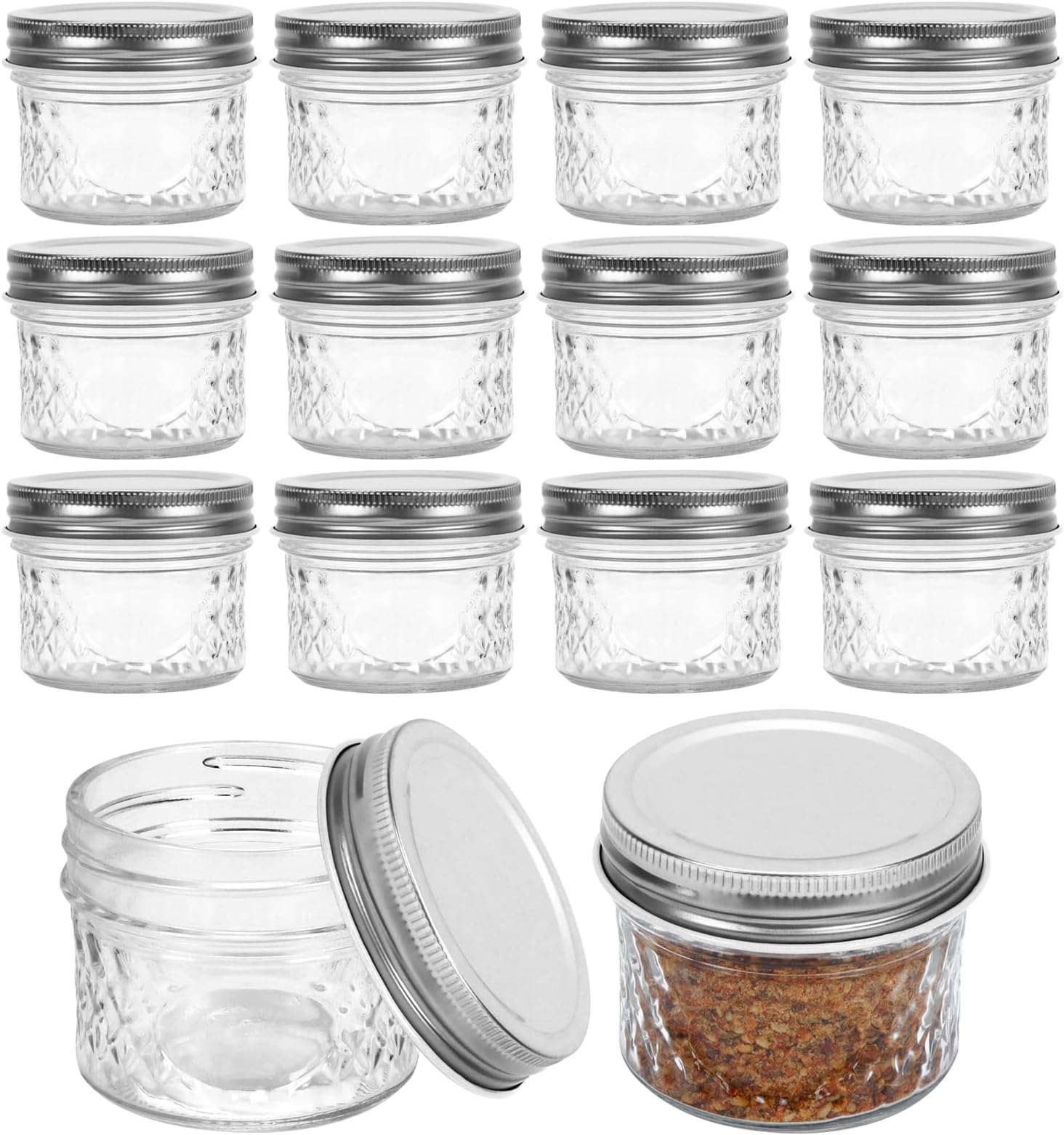 CZWESTC 12 Pack Small Mason Jars 4 oz Glass Jars with Lids