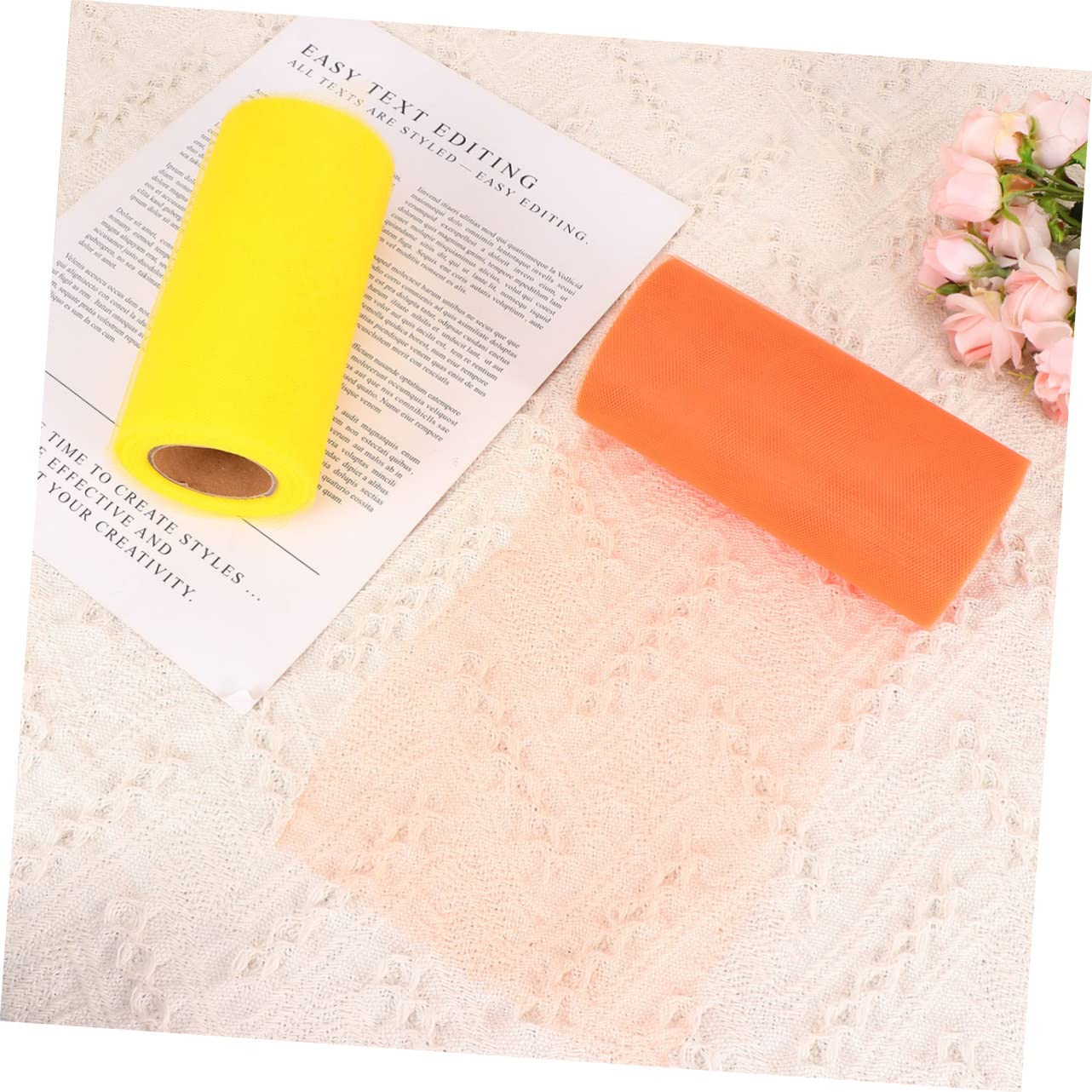 HOODANCOS 7pcs Roll DIY Gauze Dress Decoration Wedding Tulle Party Gauze Wedding Decor Skirt Gauze Bulk Tulle Rainbow Tulle Reel Gauze Wedding Ceremony Decorations Gauze Wire Mesh