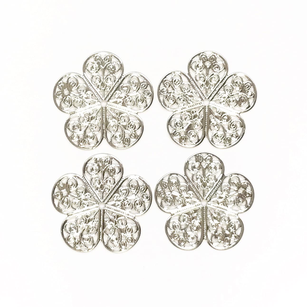 ハンドメイド　資材 Amazon.co.jp: 【ハンドメイド素材店チャチャ】シルバー 花型 透かし