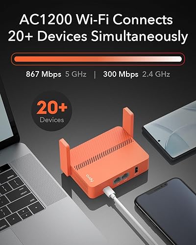Miniatura 2 de Cudy AC1200 Router de viaje Wi-Fi de tamaño bolsillo, extensorrepetidor para hotel y red pública, WISP, cliente y servidor VPN, USB, TR1200