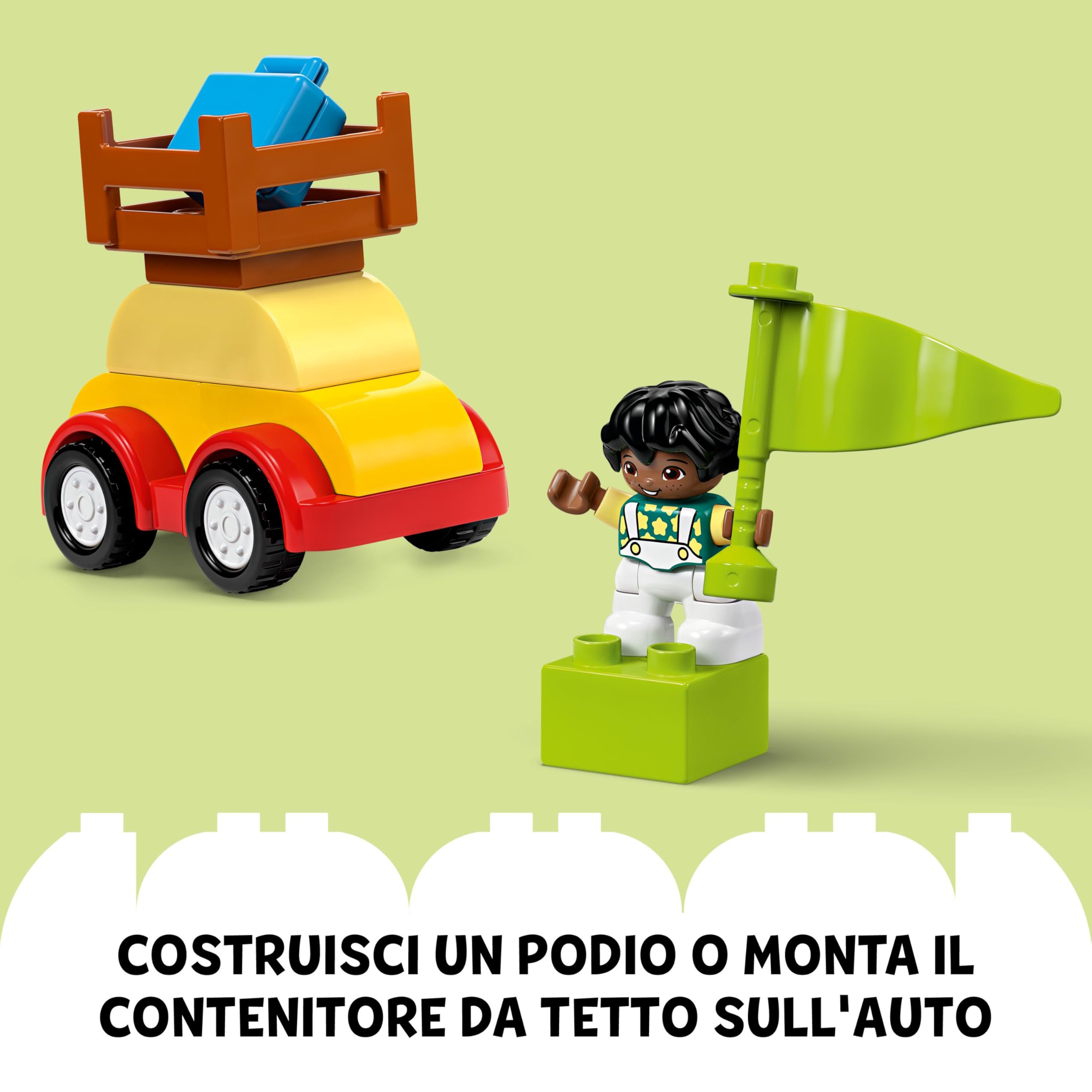 LEGO DUPLO Classic Scatola Mattoncini – Auto e Camion - Gioco Didattico per Bambini e Bambine da 1+ anni - Giocattolo Educativo con Mattoncini 1-2-3, 2 Figure e 3 Basi per Ruote - Idea regalo - 10439