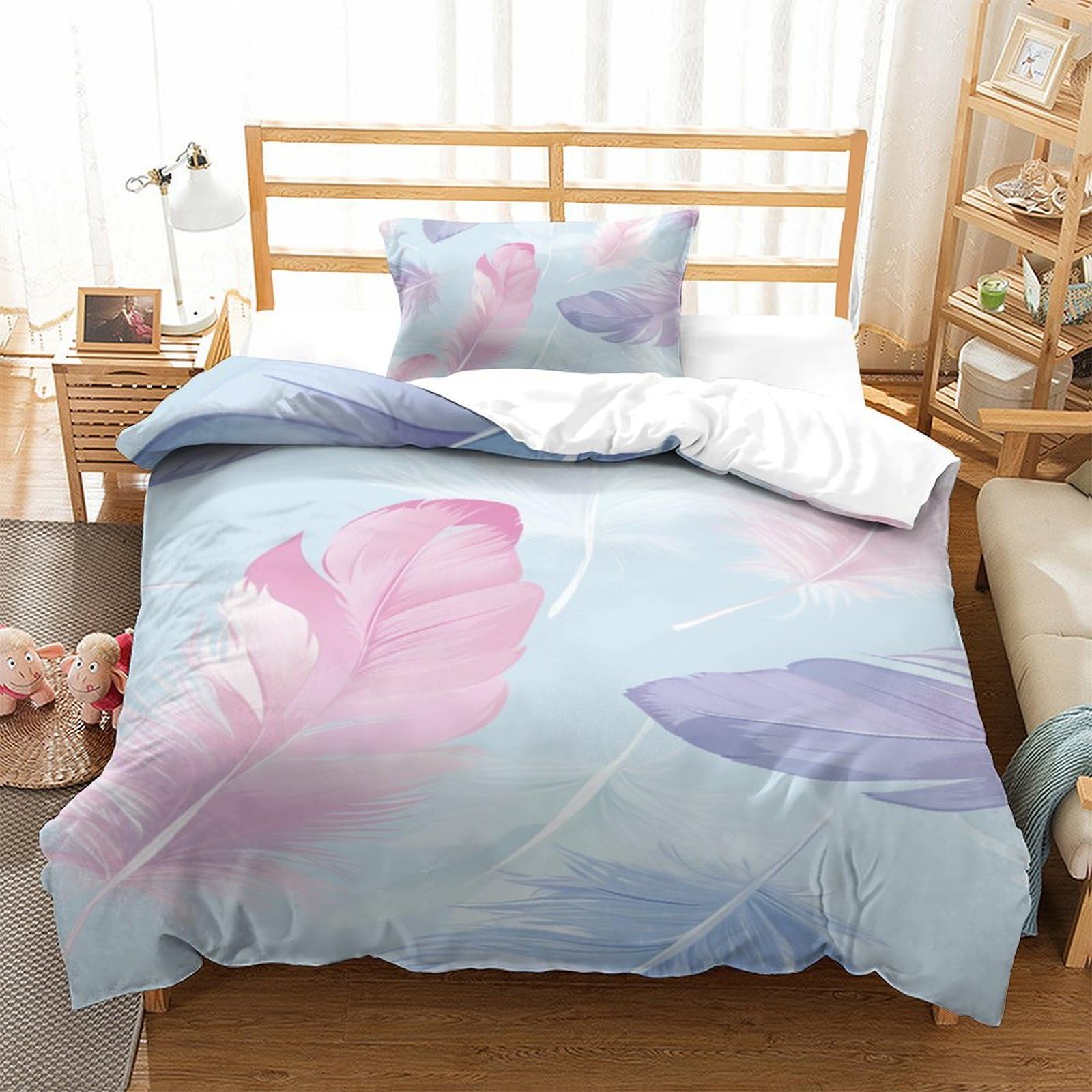 Parure de lit plumes 135x200cm idéale pour créer un cocon de douceur dans une chambre d'enfant