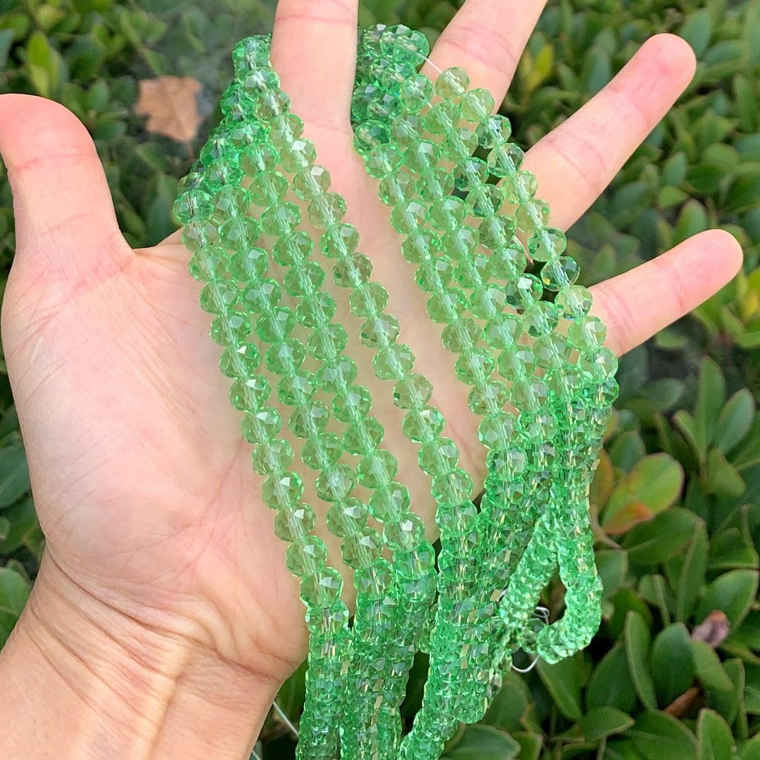 140pcs Czech Faceted Rondelle Crystal Glass Beads 8mm Bulk Peridot Green image 3