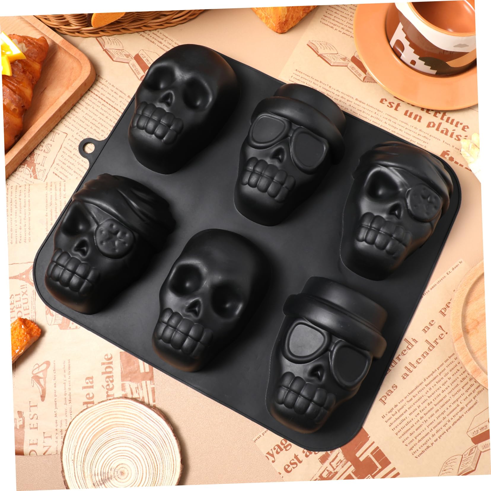 MAGICLULU 4 Piezas Molde De Hielo De Calavera Bandeja De Cubitos De Hielo De Halloween Molde De Chocolate De Halloween Bandeja De Cubitos De Hielo De Calavera Molde De Azúcar Gel De Sílice