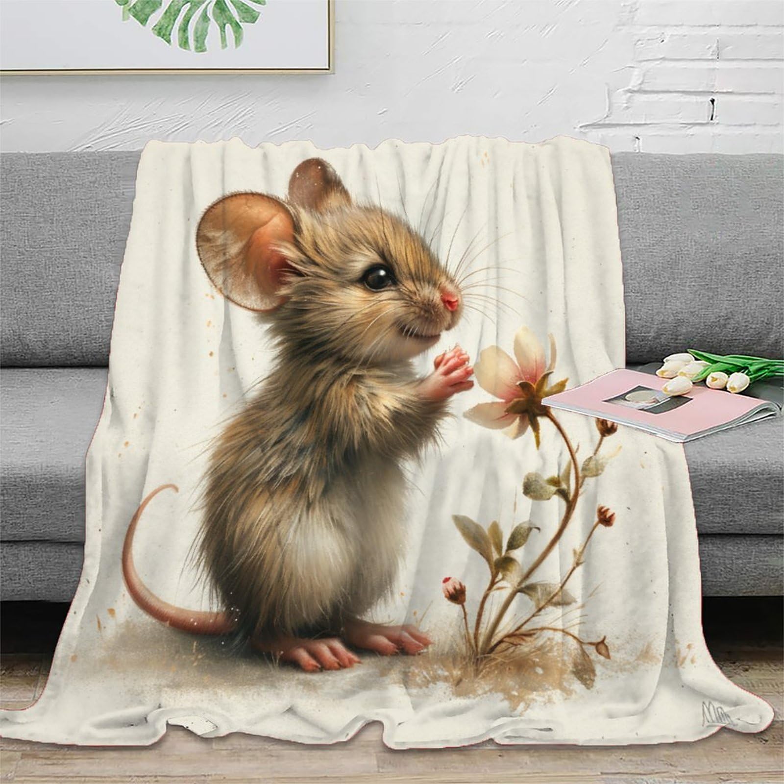 3D Printed Mouse Blankets Soft And Warm Super Soft Cozy Fuzzy Warm Throws with Anti-wrinkle/anti-tarnishing Lightweight Kids Boys Girls Christmas Birthday Present Present 60x80inch(150x200cm)
