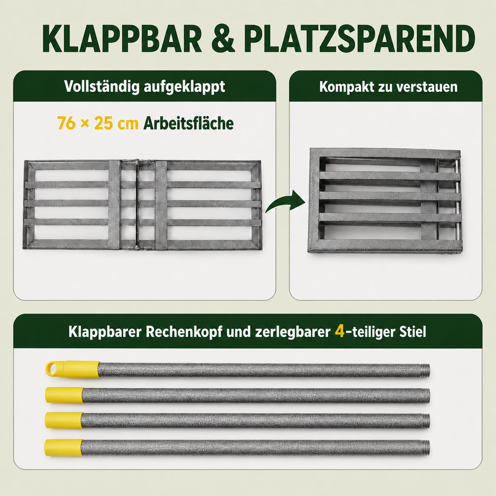 Rasenrakel 213 cm, 76 x 25 cm Rasen-Nivelliergerät aus Edelstahl