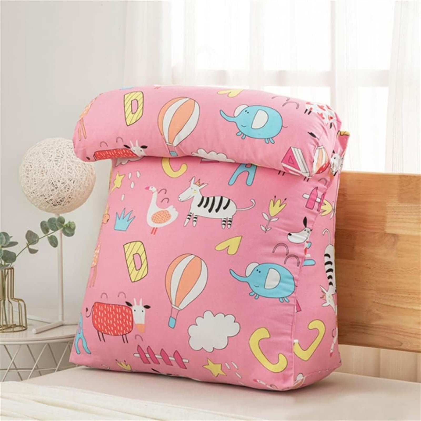 MYXJX back support cushion, On Bed Reading Watching TV Backrest Pillow with Pocket Triangle Back Cushion(E,45cm)